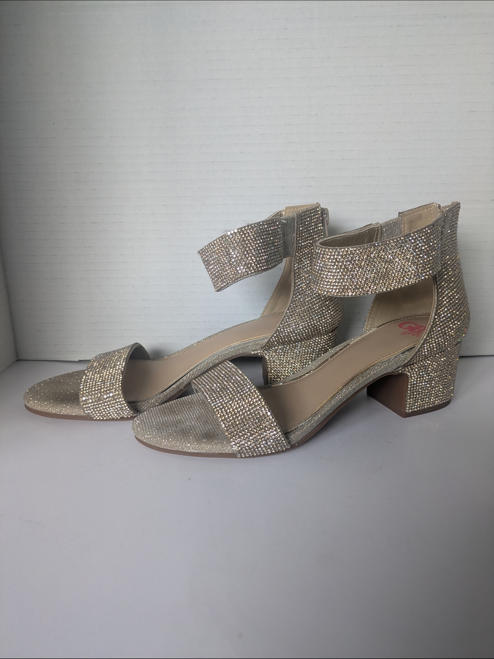 GB girls Gold Glitter Block Heel Sandals